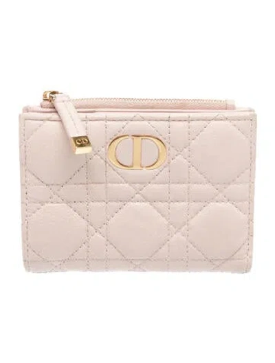 Pre-owned Dior 2024 Caro Card Holder In Pink