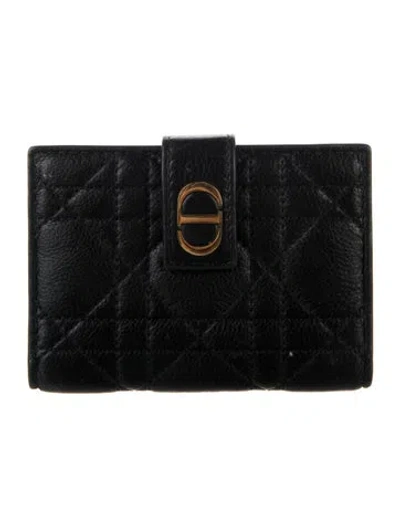 Pre-owned Dior 2024 Caro Dandelion Card Holder French Purse In Black