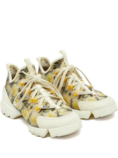 Pre-owned Dior 2024 D-connect Floral Sneakers In Neutral
