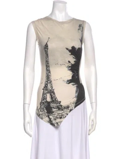 Pre-owned Dior 2024 Graphic Print Top In Neutral