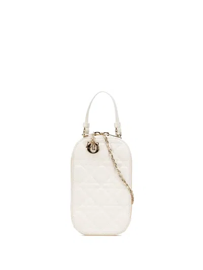 Pre-owned Dior 2024 Lambskin Cannage Lady  Call'in Phone Holder Satchel