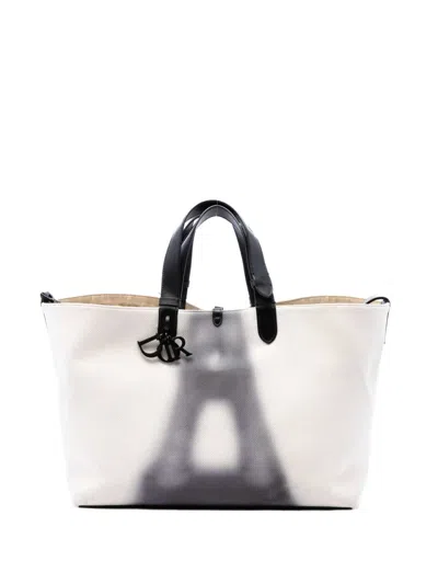 Pre-owned Dior 2024 Large Canvas Eiffel Tower Toujours Tote Bag In White