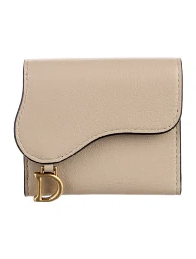 Pre-owned Dior 2024 Leather Compact Wallet W/ Tags In Neutral