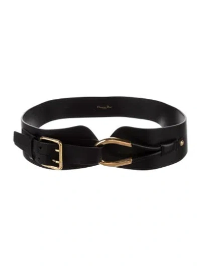 Pre-owned Dior 2024 Leather Waist Belt In Black