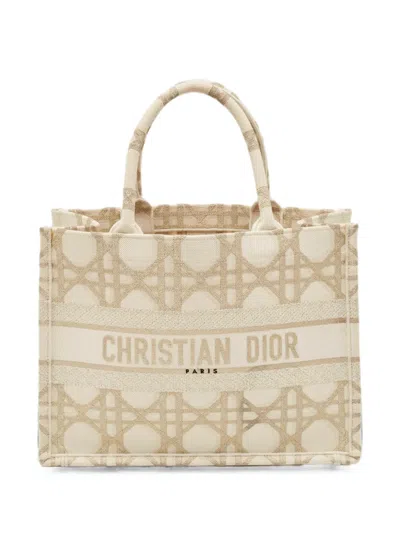 Pre-owned Dior 2024 Medium Book Cannage Tote Bag In Neutral