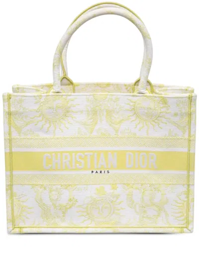 Pre-owned Dior 2024 Medium Toile De Jouy Soleil Tote Bag In White