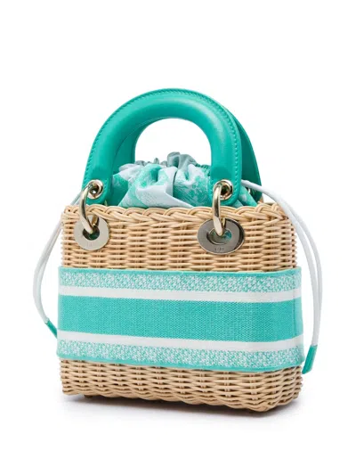 Pre-owned Dior 2024 Mini Wicker Toile De Jouy Lady  Satchel In Neutrals