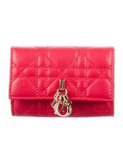 Pre-owned Dior 2024 My  Glycine Compact Wallet In Red