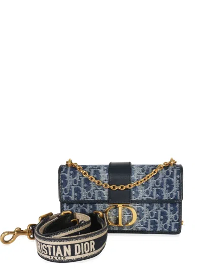 Pre-owned Dior 2024 Oblique 30 Montaigne East-west Shoulder Bag In Blue