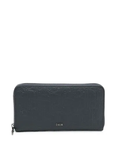 Pre-owned Dior 2024 Oblique Gravity Wallet In Grey
