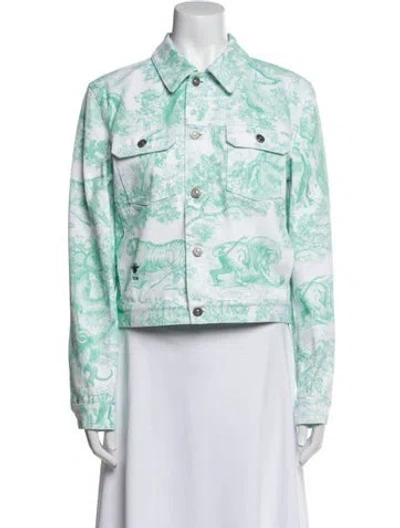 Pre-owned Dior 2024 Printed Denim Jacket In Blue