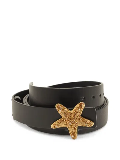 Pre-owned Dior 2024 Starfish Leather Belt In Black