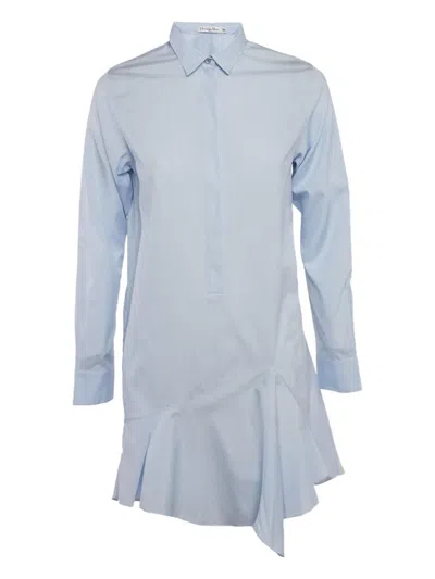 Pre-owned Dior 2024 Striped Asymmetric Midi Dress In Blue