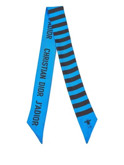 Pre-owned Dior 2024 Striped Bee Scarf In Blue