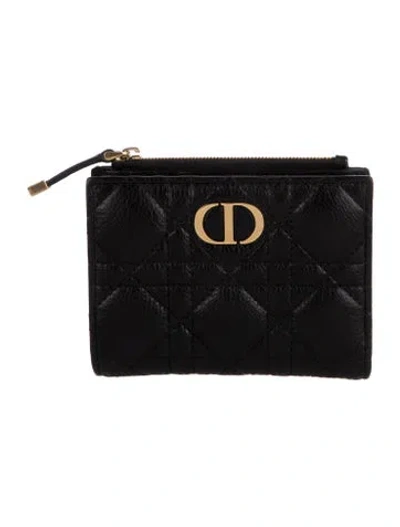 Pre-owned Dior 2025 Caro Dahlia Wallet In Black