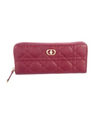 Pre-owned Dior 2025 Jolie Voyageur Slim Wallet Continental Wallet In Red