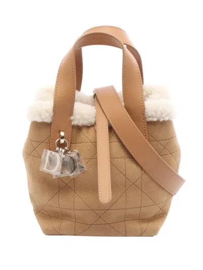 Pre-owned Dior 2025 Nano Suede Macrocannage Alps Toujours Satchel In Brown