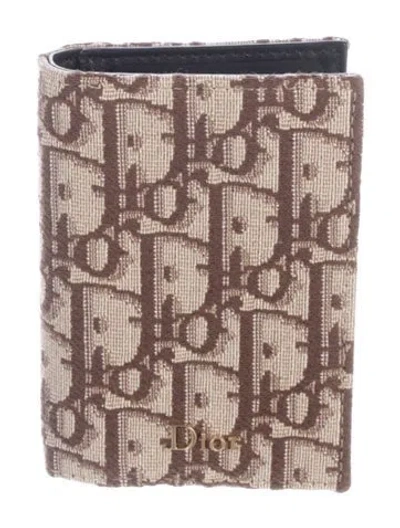 Pre-owned Dior 2026 Oblique Jacquard Card Holder In Brown