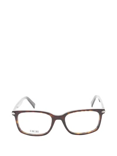 Pre-owned Dior 20s Rectangle-frame Glasses In Brown