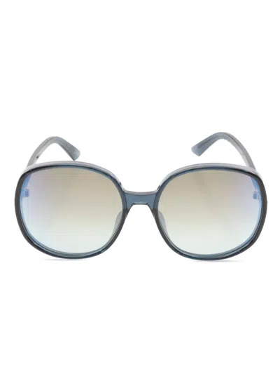 Pre-owned Dior 20s Round-frame Sunglasses In Blue