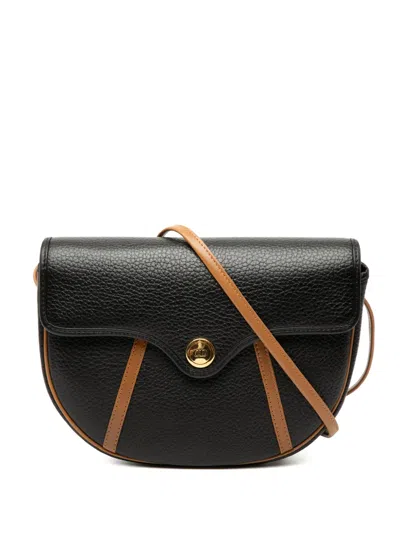 Pre-owned Dior 20th Century Bicolor Grained Calfskin Crossbody Bag In Black