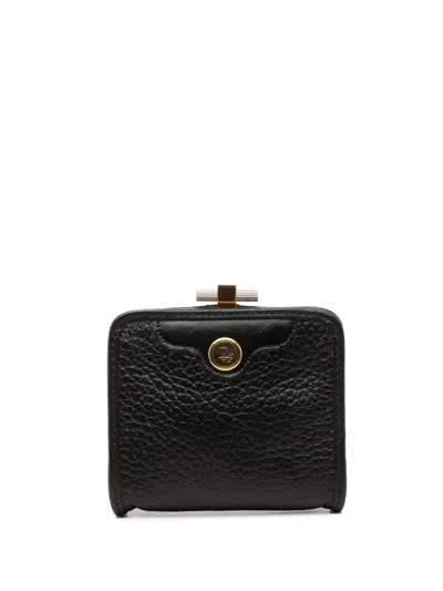 Pre-owned Dior 20th Century Calfskin Clasp Purse Coin Pouch In Black