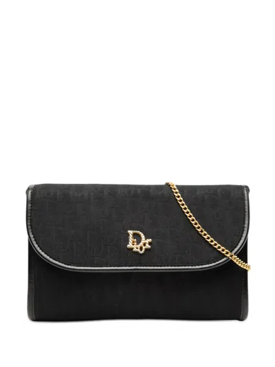 Pre-owned Dior 20th Century Issimo Trotter Canvas Chain Crossbody Bag In Black