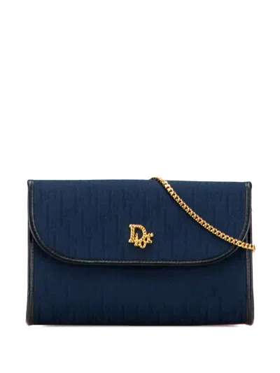 Pre-owned Dior 20th Century Issimo Trotter Canvas Chain Crossbody Bag In Blue