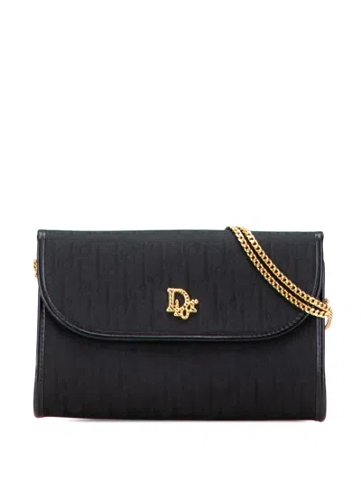 Pre-owned Dior 20th Century Issimo Trotter Canvas Chain Shoulder Bag In Black