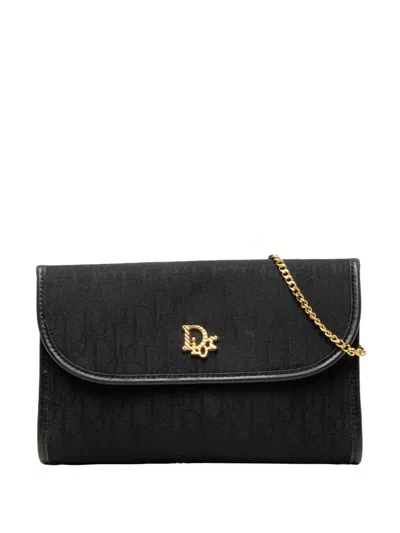 Pre-owned Dior 20th Century Issimo Trotter Canvas Chain Shoulder Bag In Black