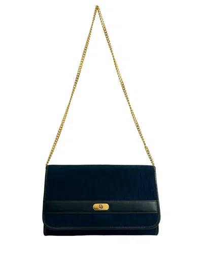 Pre-owned Dior 20th Century Issimo Trotter Canvas Chain Shoulder Bag In Blue
