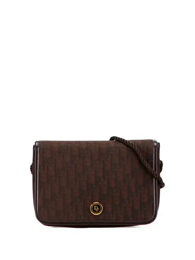 Pre-owned Dior 20th Century Issimo Trotter Canvas Flap Crossbody Bag In Brown