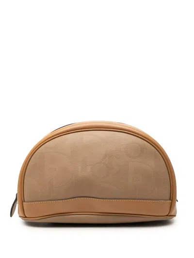 Pre-owned Dior 20th Century Issimo Trotter Coated Canvas Cosmetic Pouch In Neutral
