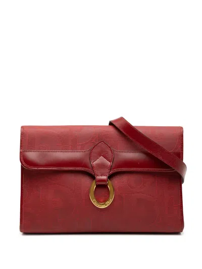 Pre-owned Dior 20th Century Issimo Trotter Coated Canvas Crossbody Bag In Red