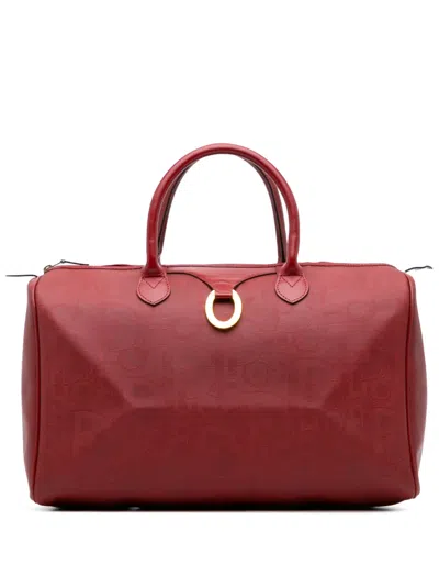Pre-owned Dior 20th Century Issimo Trotter Coated Canvas Travel Bag In Red