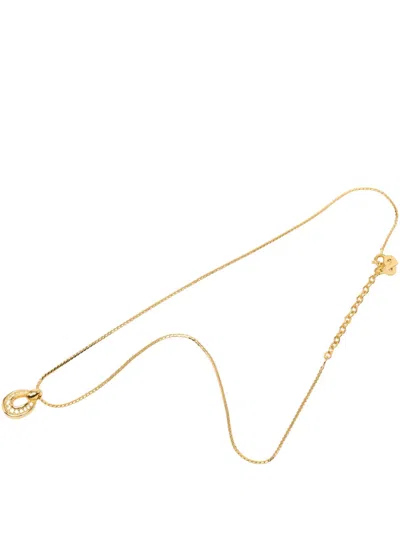 Pre-owned Dior 20th Century Gold Plated And Strass Oval Pendant Necklace Costume Necklace