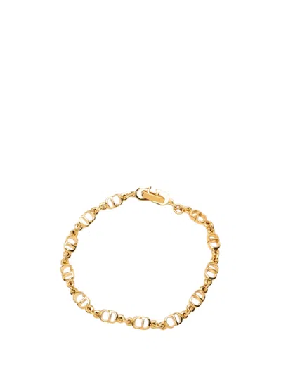 Pre-owned Dior 20th Century Gold Plated Cd Logo Bracelet Costume Bracelet