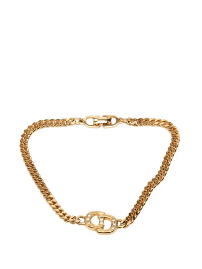 Pre-owned Dior 20th Century Gold Plated Cd Logo Chain Bracelet Costume Bracelet