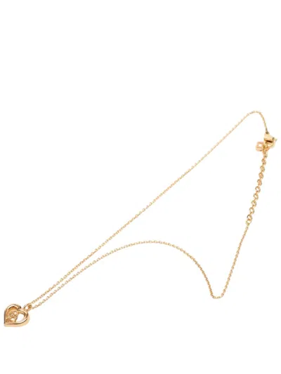 Pre-owned Dior 20th Century Gold Plated Cd Logo Heart Pendant Necklace Costume Necklace