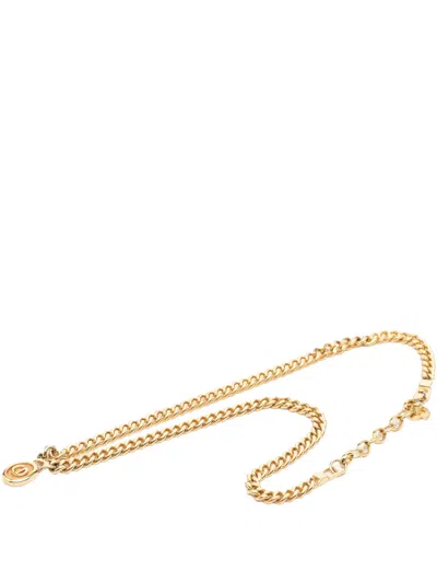 Pre-owned Dior 20th Century Gold Plated Cd Logo Oval Pendant Necklace Costume Necklace