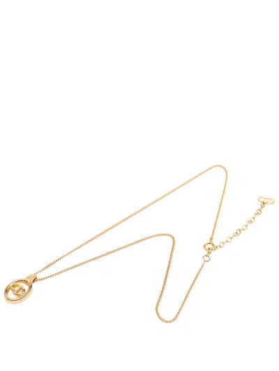 Pre-owned Dior 20th Century Gold Plated Cd Logo Pendant Necklace Costume Necklace