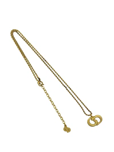 Pre-owned Dior 20th Century Gold Plated Cd Logo Pendant Necklace Costume Necklace