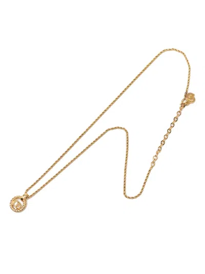 Pre-owned Dior 20th Century Gold Plated Cd Logo Pendant Necklace Costume Necklace