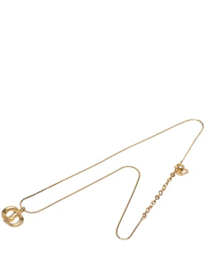 Pre-owned Dior 20th Century Gold Plated Cd Logo Pendant Necklace Costume Necklace