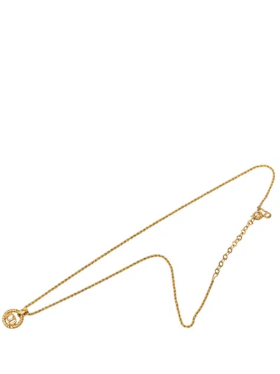 Pre-owned Dior 20th Century Gold Plated Cd Logo Pendant Necklace Costume Necklace