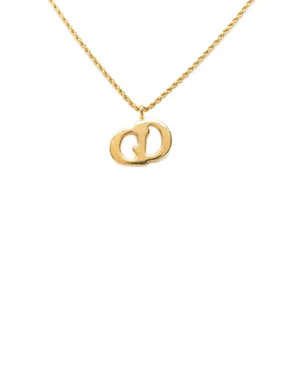 Pre-owned Dior 20th Century Gold Plated Cd Logo Pendant Necklace Costume Necklace