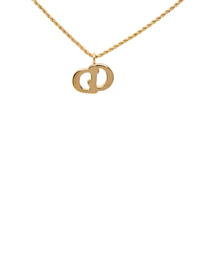 Pre-owned Dior 20th Century Gold Plated Cd Logo Pendant Necklace Costume Necklace