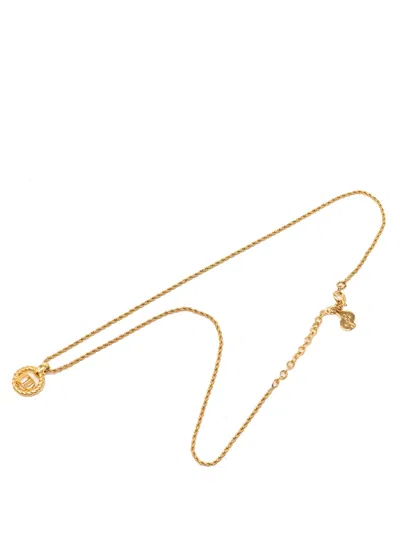Pre-owned Dior 20th Century Gold Plated Cd Logo Pendant Rope Chain Necklace Costume Necklace