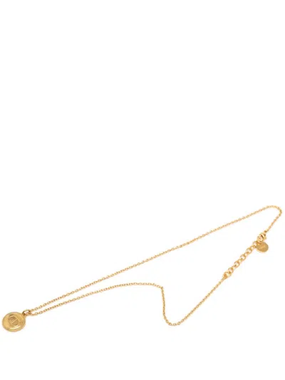 Pre-owned Dior 20th Century Gold Plated Cd Logo Round Pendant Necklace Costume Necklace