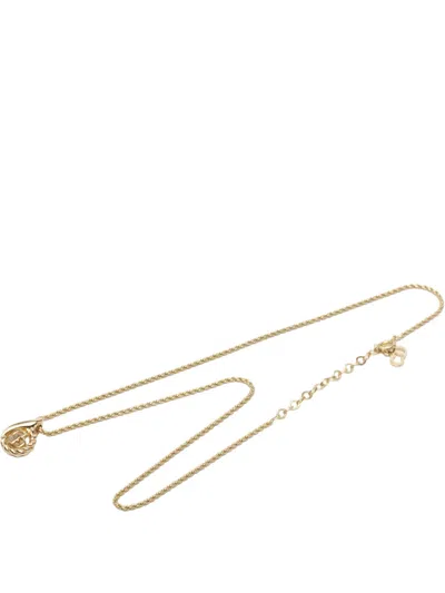 Pre-owned Dior 20th Century Gold Plated Cd Logo Water Drop Shape Pendant Necklace Costume Necklace